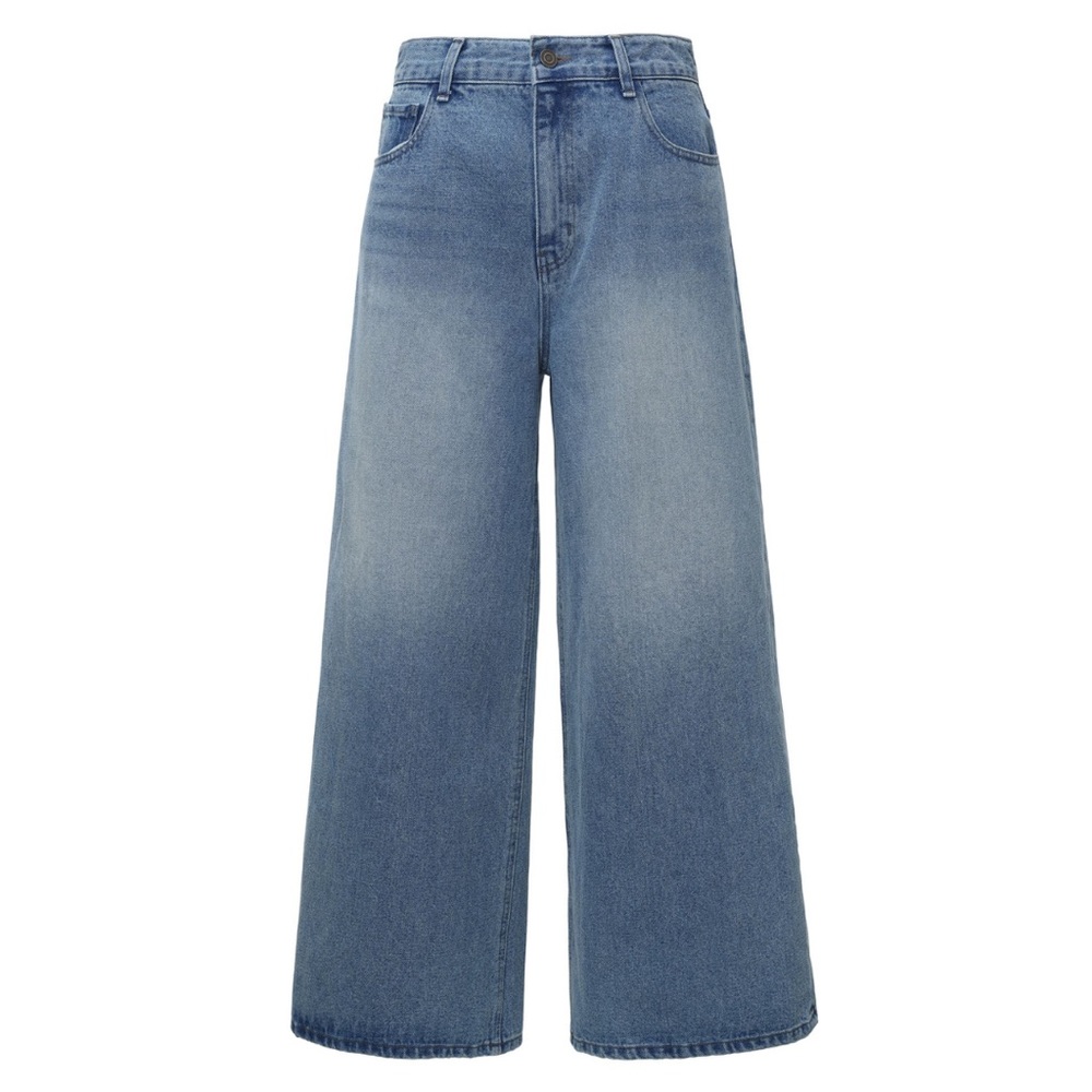 Wide Denim Pants- Medium Wash
